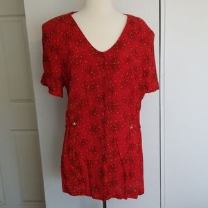 Size 14 Red print top with pants